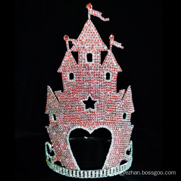 Pink Diamond Castle Crown Exquisite High-end Beauty Pageant Crown